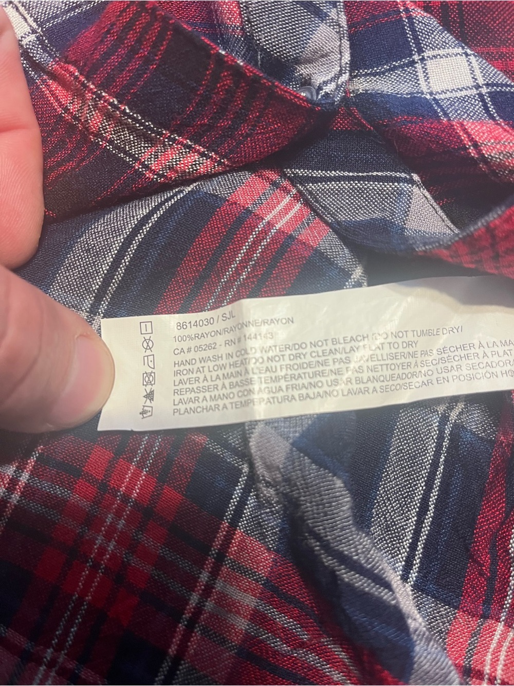 Point Zero Red and Navy Plaid Button-Front Shirt - Picture 4 of 4